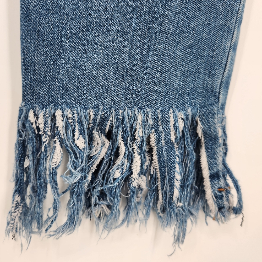 Free People We the Free High Rise Ripped Cropped Skinny Jean Fringe Hem 28 - Picture 12 of 14